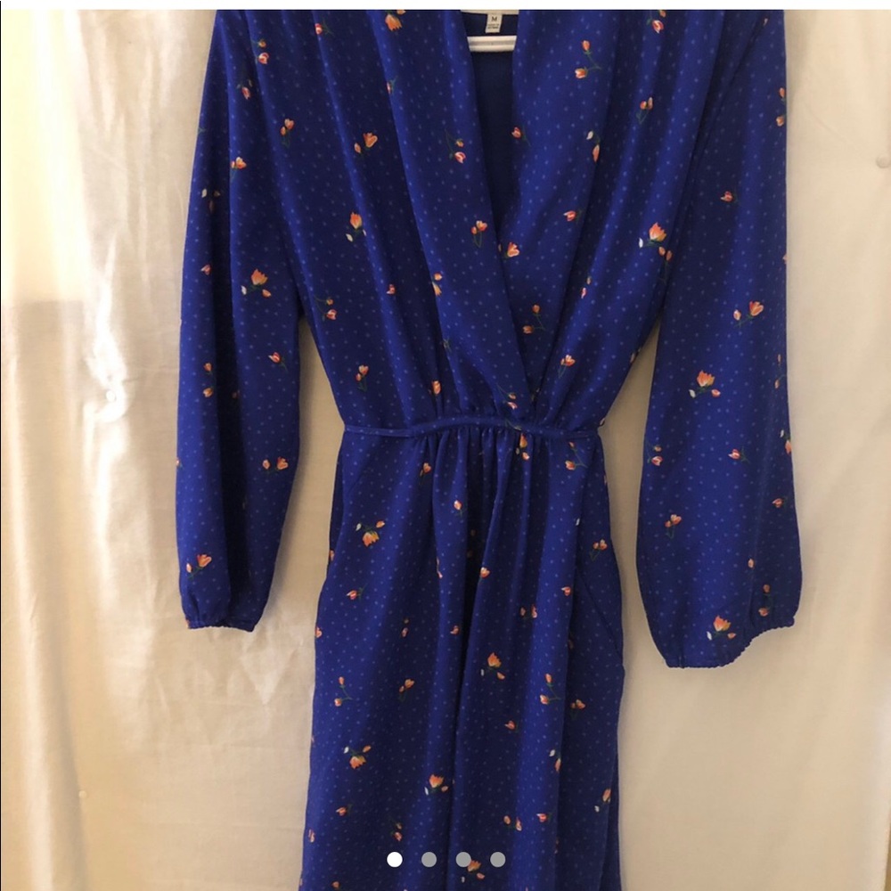 Royal blue tie back dress with pockets